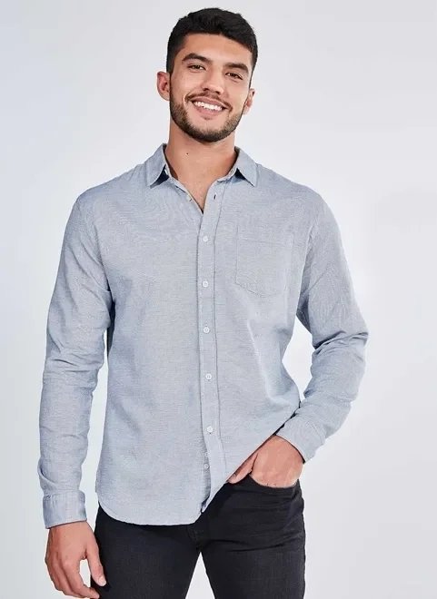 camisa manga longa cinza clássica camisa manga longa cinza clássica