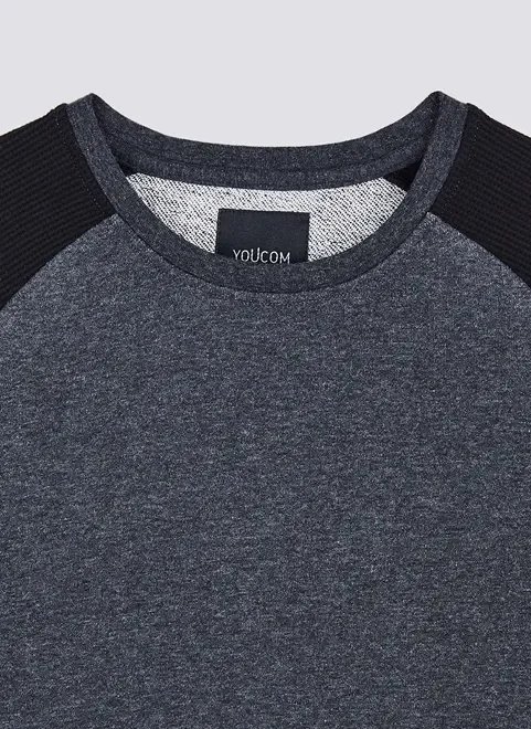 blusa manga longa raglan cinza e preto blusa manga longa raglan cinza e preto