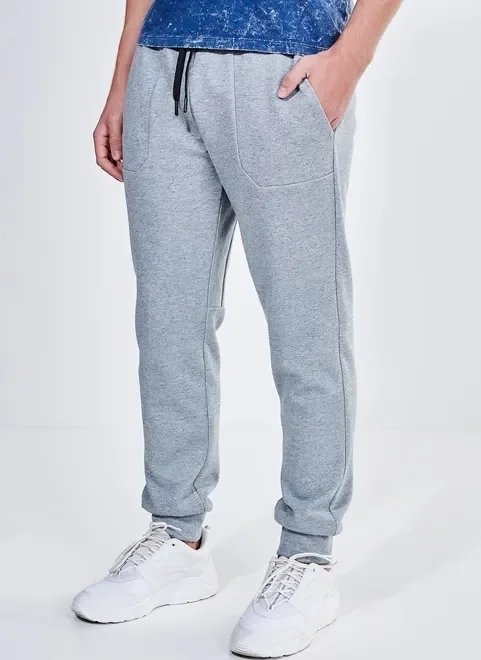 calça em moletom cinza mescla calça em moletom cinza mescla