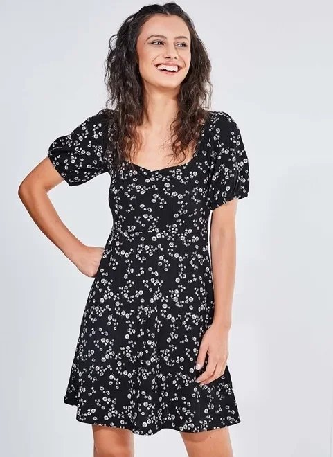 vestido floral com manga bufante vestido floral com manga bufante