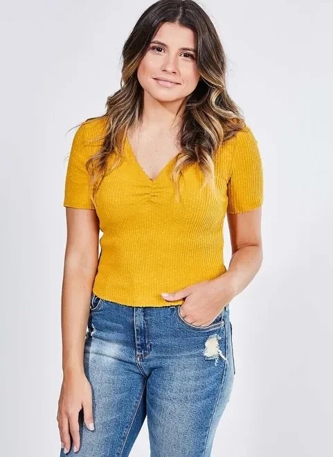 blusa cropped decote v franzido blusa cropped decote v franzido