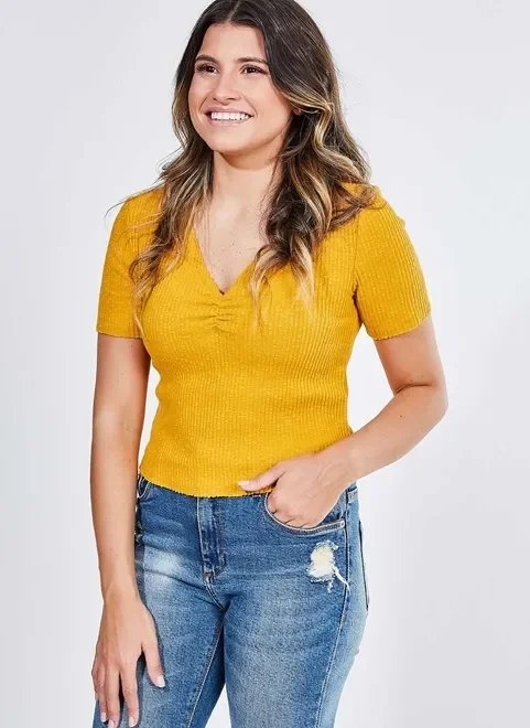 blusa cropped decote v franzido blusa cropped decote v franzido