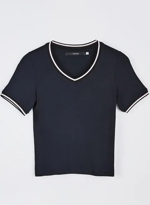blusa decote v com detalhes em ribana blusa decote v com detalhes em ribana