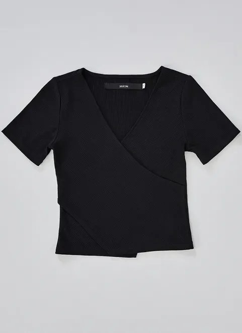 blusa manga curta canelada transpassada blusa manga curta canelada transpassada