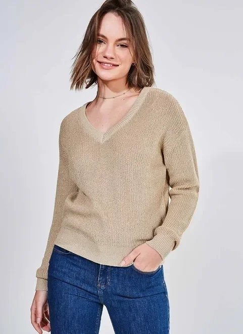 blusa dourado metalizado em tricô blusa dourado metalizado em tricô