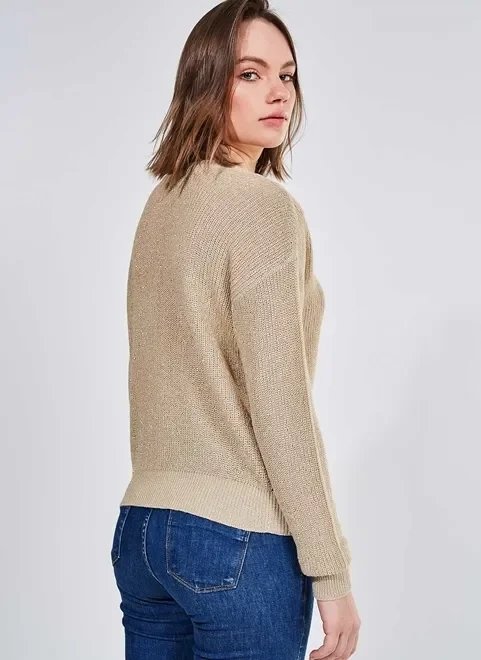 blusa dourado metalizado em tricô blusa dourado metalizado em tricô