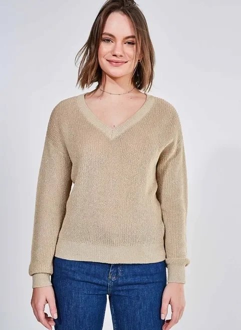 blusa dourado metalizado em tricô blusa dourado metalizado em tricô