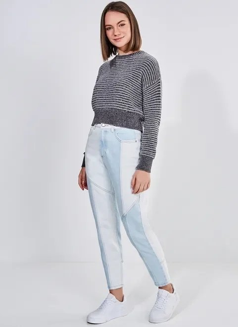 blusa em tricô listra metalizada blusa em tricô listra metalizada
