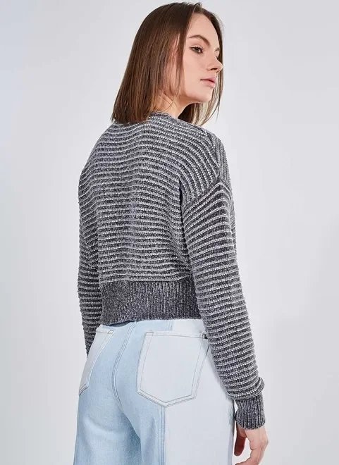 blusa em tricô listra metalizada blusa em tricô listra metalizada