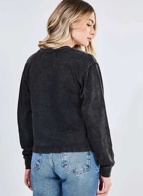 blusão em moletom preto estonado blusão em moletom preto estonado
