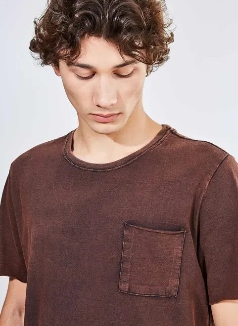 camiseta alongada marmorizada com bolso camiseta alongada marmorizada com bolso