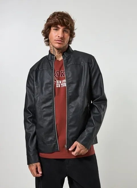 jaqueta preta poliuretano jaqueta preta poliuretano