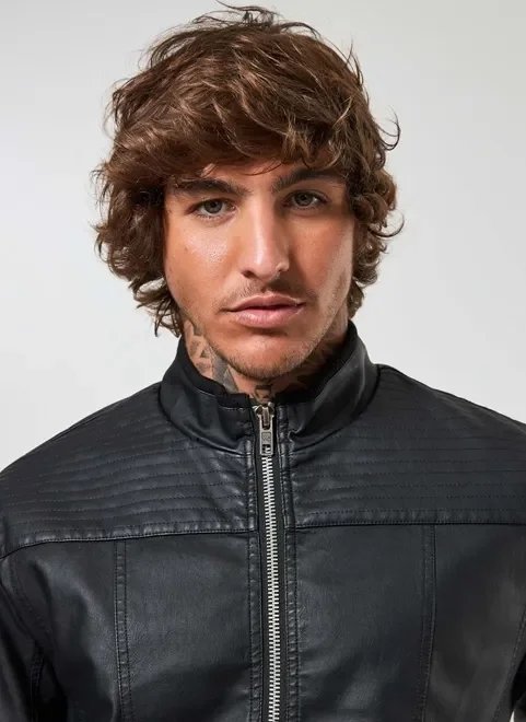 jaqueta preta poliuretano jaqueta preta poliuretano