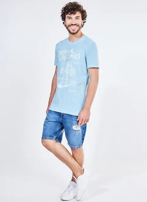 camiseta em malha flamê com estampa em silk camiseta em malha flamê com estampa em silk