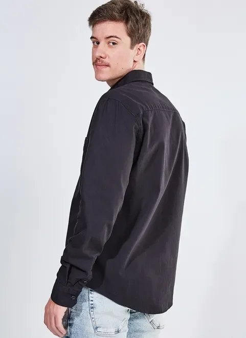 camisa jeans preta lisa camisa jeans preta lisa