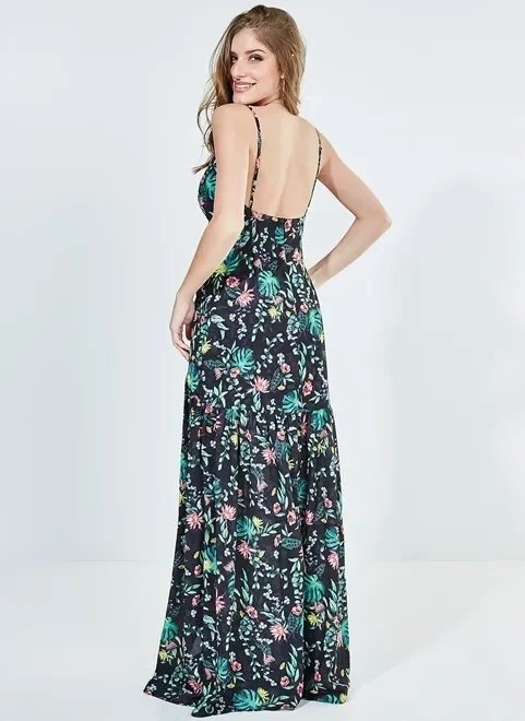 vestido longo floral preto vestido longo floral preto
