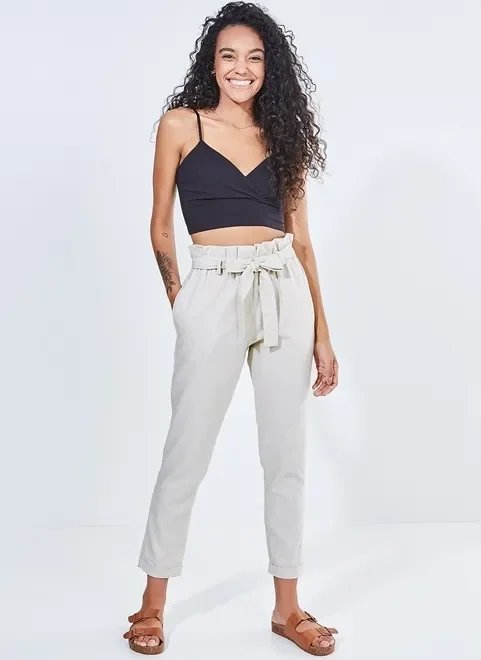 calça clochard com linho calça clochard com linho