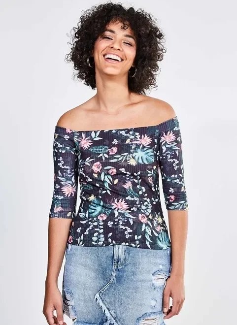 blusa ombro a ombro estampa floral blusa ombro a ombro estampa floral