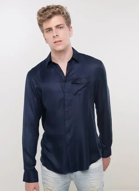 camisa manga longa em sarja camisa manga longa em sarja