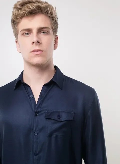 camisa manga longa em sarja camisa manga longa em sarja