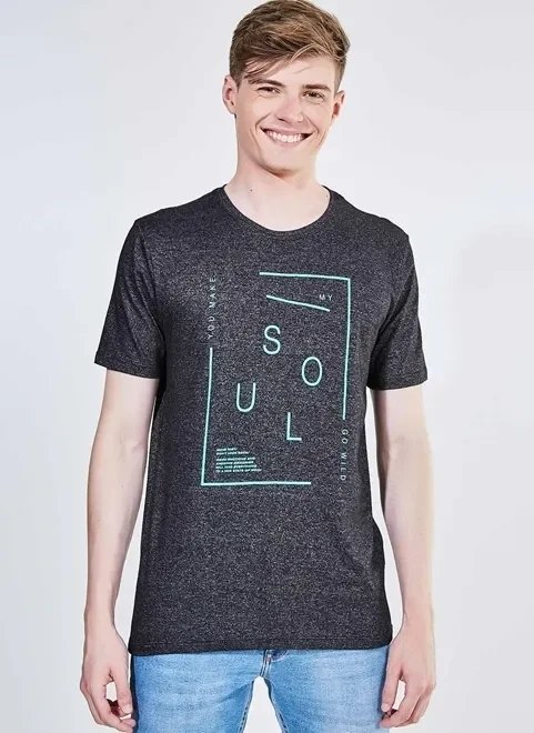 camiseta estampa soul em malha moulinê camiseta estampa soul em malha moulinê