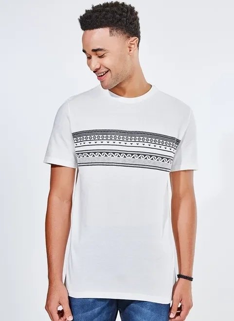 camiseta manga curta listra étnica camiseta manga curta listra étnica
