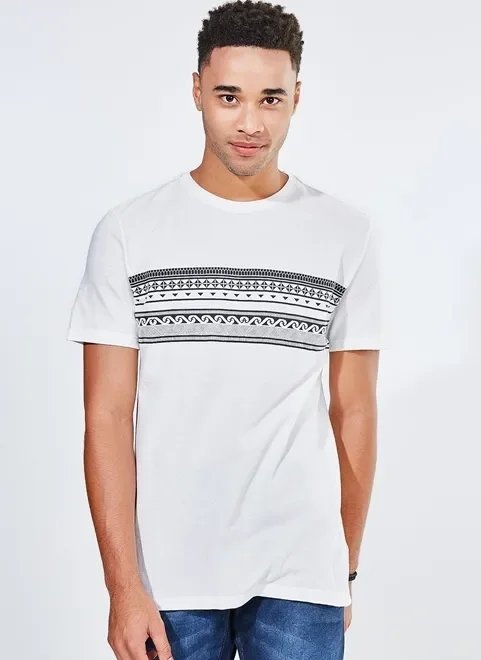 camiseta manga curta listra étnica camiseta manga curta listra étnica