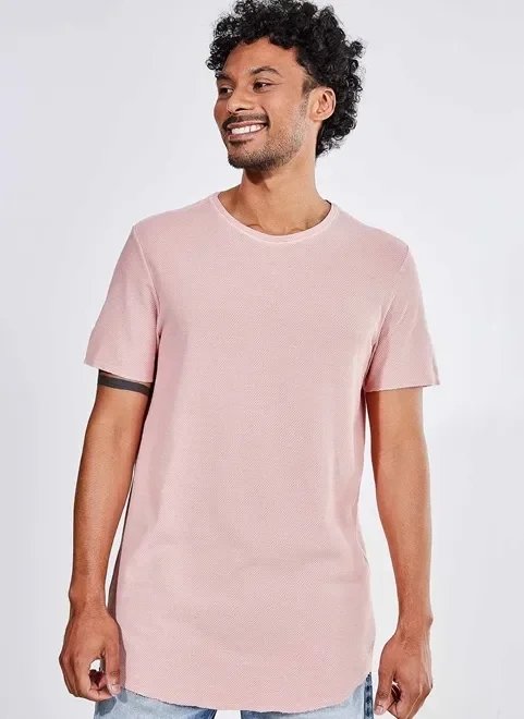 camiseta alongada malha texturizada camiseta alongada malha texturizada