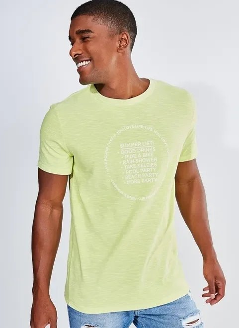 camiseta summer list em malha flamê camiseta summer list em malha flamê