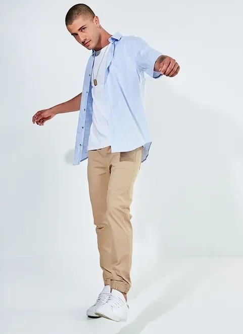 camisa manga curta azul camisa manga curta azul