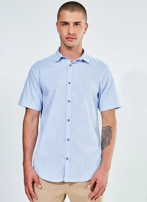 camisa manga curta azul camisa manga curta azul