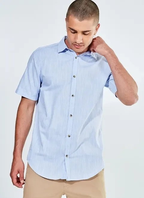 camisa manga curta azul camisa manga curta azul