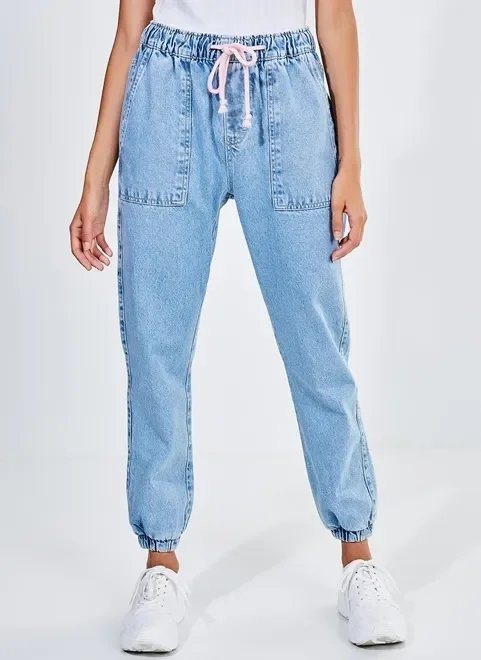 calça jogger em jeans claro calça jogger em jeans claro