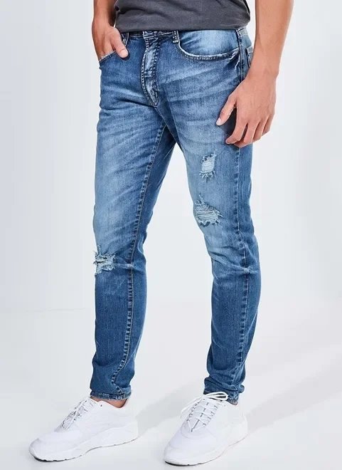 calça skinny em jeans médio calça skinny em jeans médio