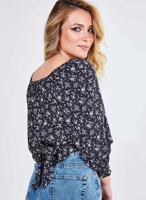 blusa transpassada estampada blusa transpassada estampada
