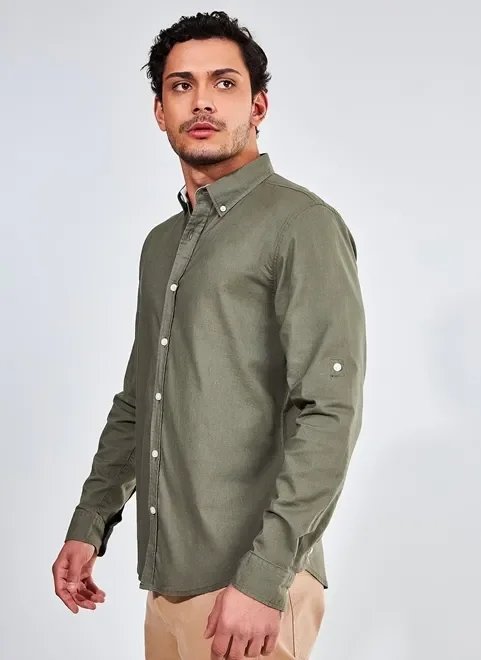camisa verde militar com linho camisa verde militar com linho