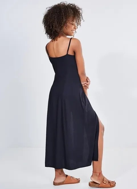 vestido midi evasê com fendas vestido midi evasê com fendas