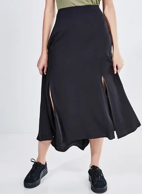 saia midi evasê com fendas saia midi evasê com fendas