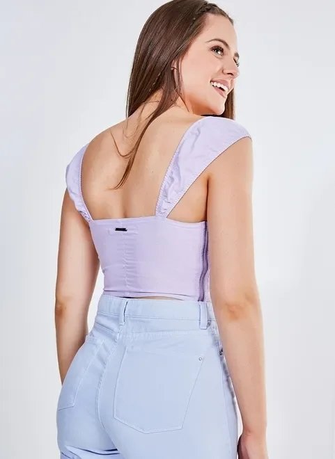 blusa cropped lilás decote romântico blusa cropped lilás decote romântico