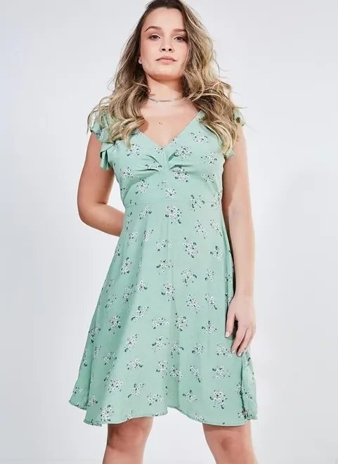 vestido verde curto estampa floral vestido verde curto estampa floral