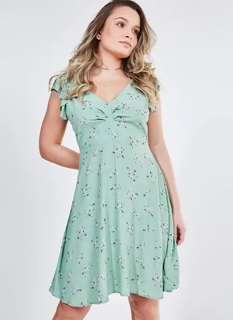 vestido verde curto estampa floral vestido verde curto estampa floral