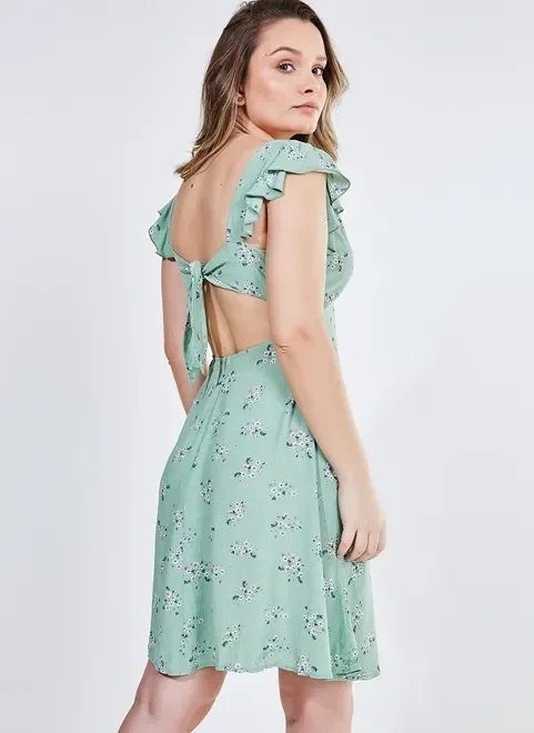 vestido verde curto estampa floral vestido verde curto estampa floral