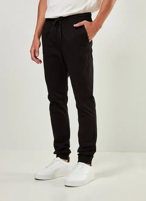 calça jogger em sarja preta calça jogger em sarja preta