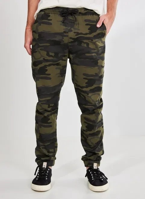 calça jogger em sarja camuflada calça jogger em sarja camuflada