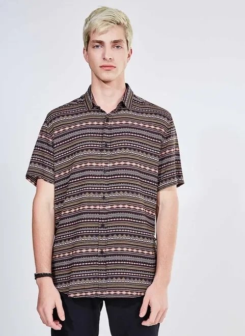 camisa manga curta étnica camisa manga curta étnica