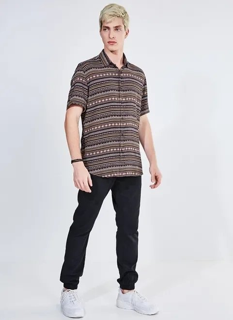 camisa manga curta étnica camisa manga curta étnica