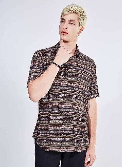 camisa manga curta étnica camisa manga curta étnica