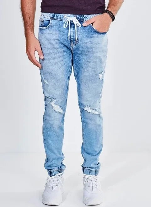 calça jogger em jeans claro calça jogger em jeans claro
