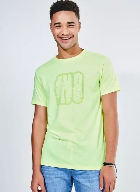 camiseta lettering neon amarelo camiseta lettering neon amarelo