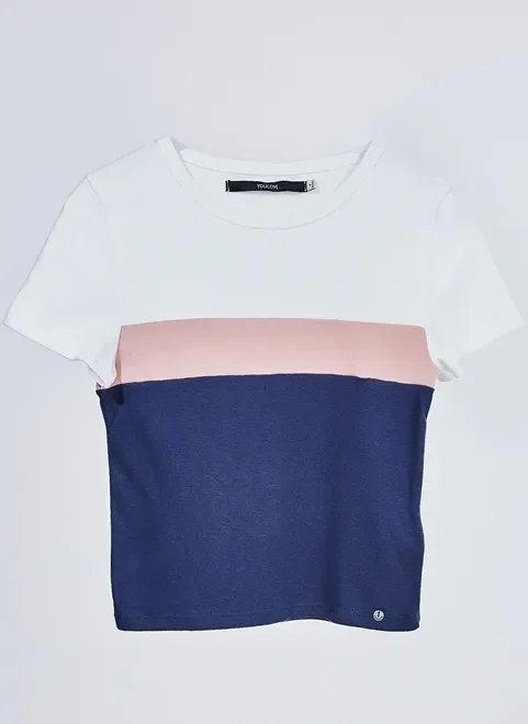 blusa manga curta recortes color blusa manga curta recortes color